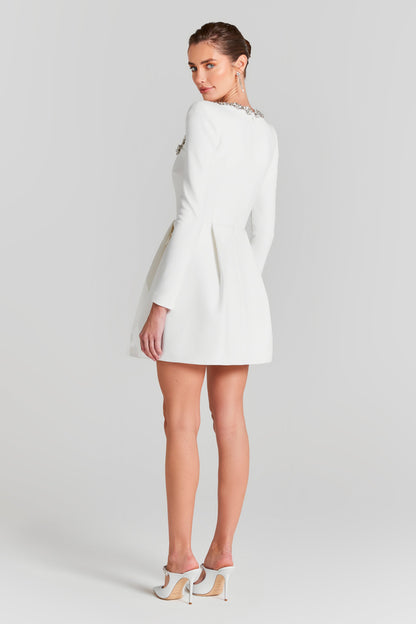 Langarm-Kleid mit Kristallen